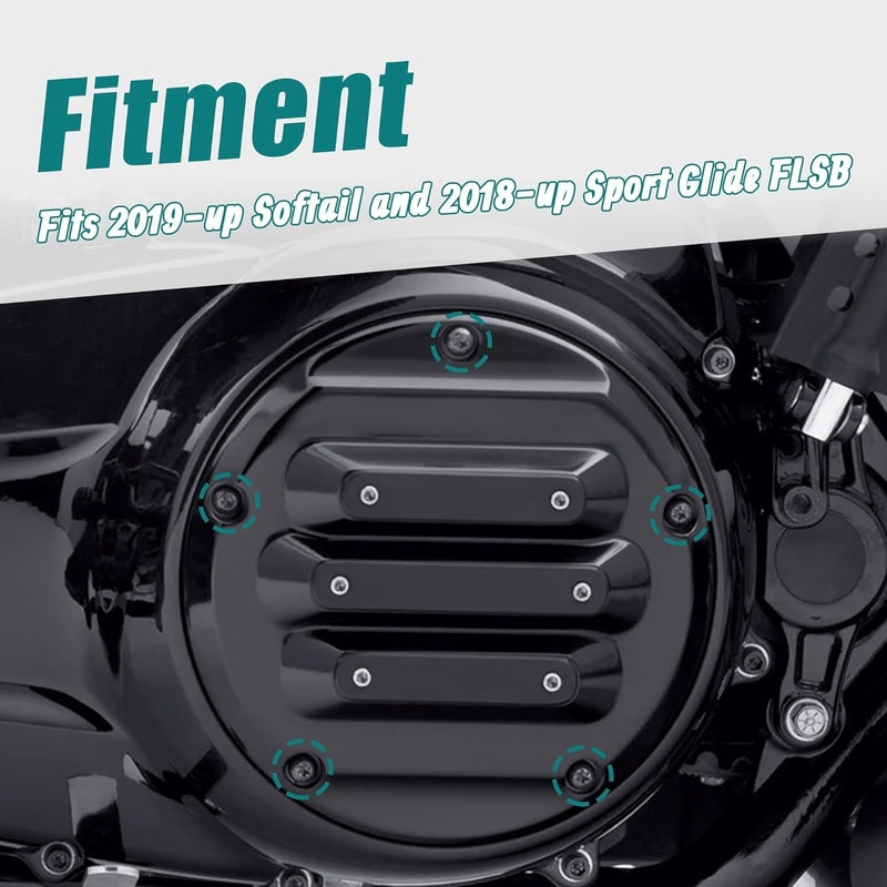 MoKitDora 5PCS Derby Cover Bolt Kit Compatible with Harley 2019-up Softail and 2018-up Sport Glide FLSB Models, Black - Image 2